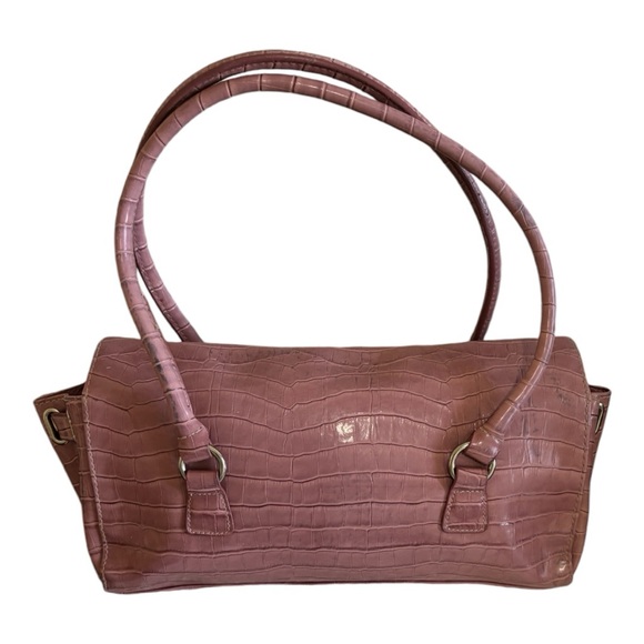 Worthington Pink Croc/Alligator Pattern Shoulder Bag with Double Top Handle - Picture 12 of 14